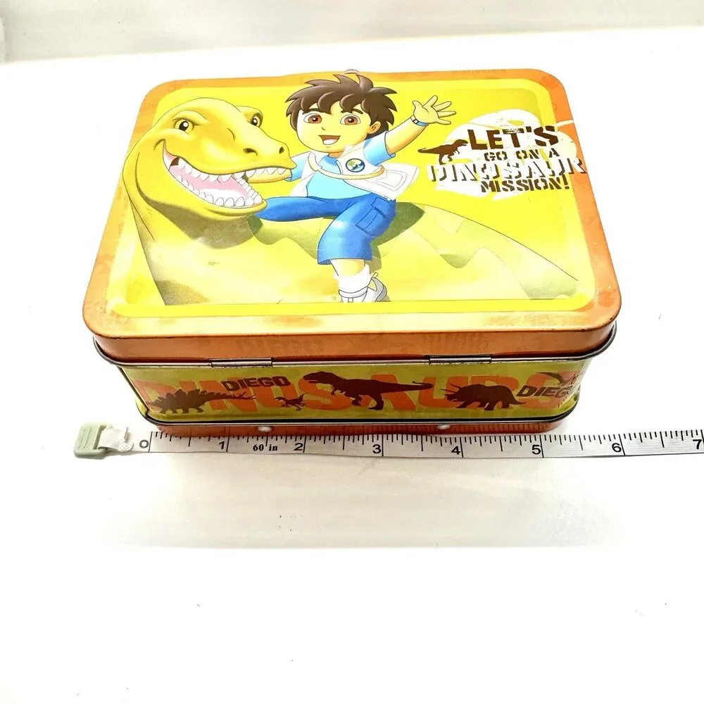 Go Diego Go Dinosaur Mission Tin Lunch Box Nick Jr 2013 Viacom Yellow Orange